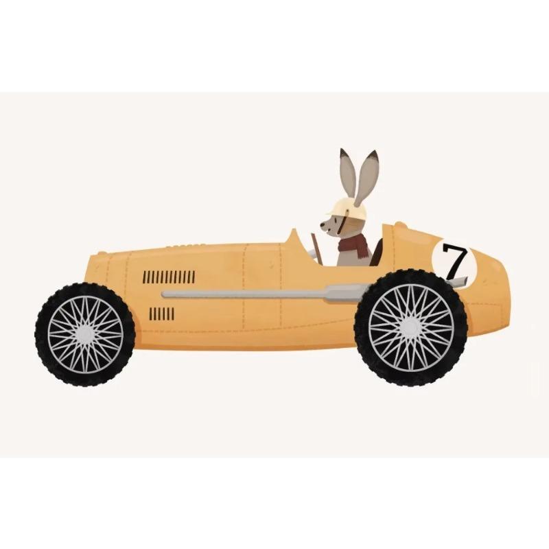 Animals On Cars Cartoon Posters Elephant Giraffe Raccoon Canvas Printing Wall Art Picture for Nursery Living Room Home Deco Gift