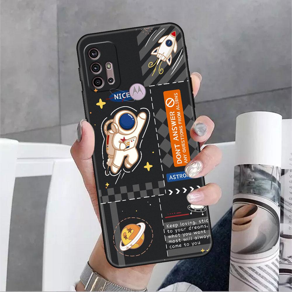 Modische Coole Astronauten-Hülle Für Motorola G30 G60 G9 Play ONE Fusion G8 G50 E6s G82 Edge 20 Pro G Stylus 2021 Weiche Handy-Capas