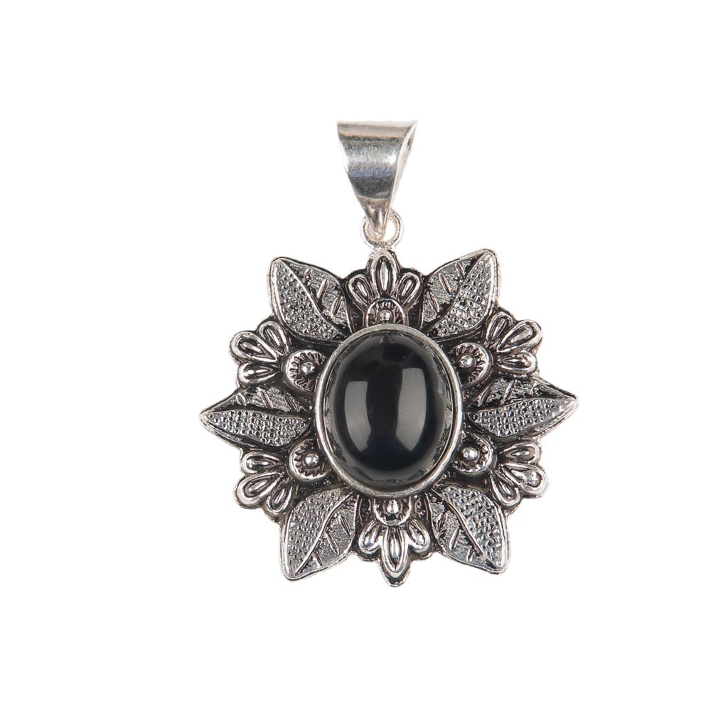 Black Tourmaline Gemstone 925 Sterling Silver Jewelry Handmade Pendant 1.45" CP-14-18