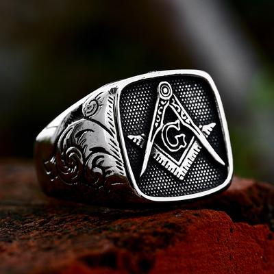 New Vintage Stainless Steel Masonic Ring For Men Punk Biker Jewelry Religious Amulet Gifts High Quality