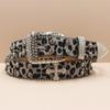 Cross Belt Leopard Print Western Rhinestone Belt Personalized Denim Woman Rivet Jeans Belt