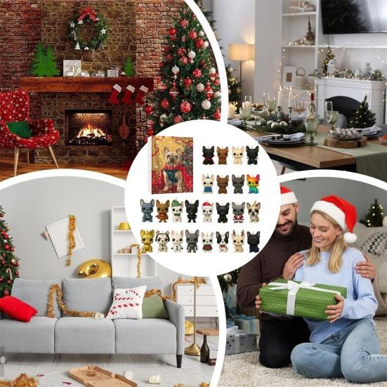 Christmas Dog Advent Calendar 24 Days Acrylic Ornament for Tree Decor Festive Countdown Surprise