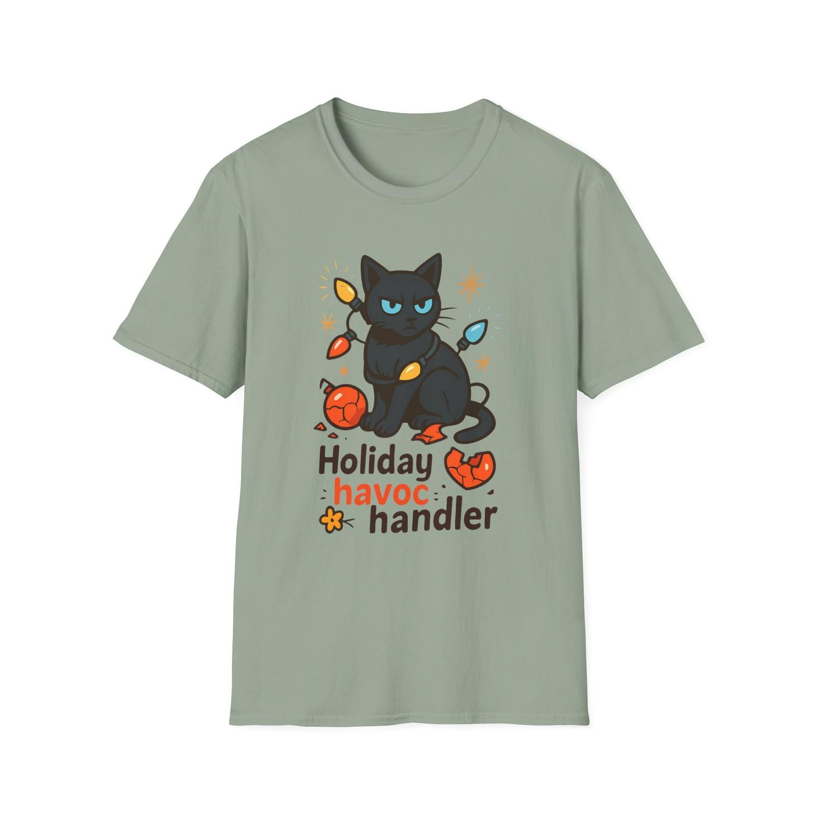 Unisex Softstyle T-Shirt Mens Womens Tees Top Black Cat Christmas Tee Funny Holiday Chaos 4XL