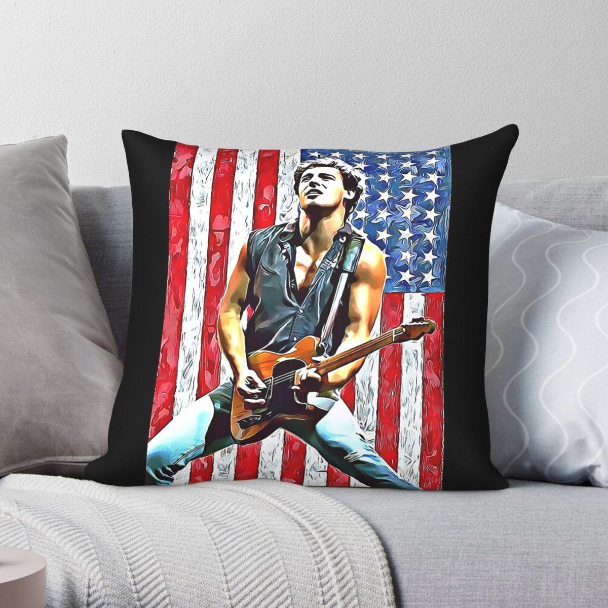 Exquisite Ornaments Unisex Bruce Springsteen The Boss Square Pillowcase Polyester Linen Velvet Printed Zip Decor Throw Pillow Case Home Cushion Cover