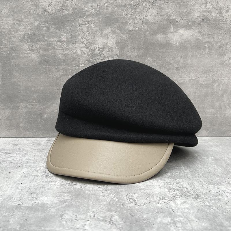 Painter Hat Beret Children Asymmetrical Foreign Wool Woolen Knight Hat Versatile Face Small Skin Cover Splicing