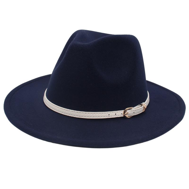 Big Brim Top Hat Women'S Coat With Hat Felt Hat Solid Color Cashmere Jazz Hat