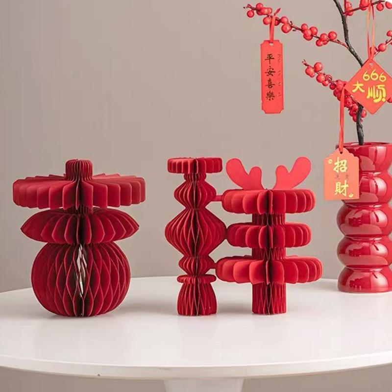 3D Honeycomb Ornament Chinese New Year Decorations Pendants Wedding Christmas Spring Festival Decoration Supplies