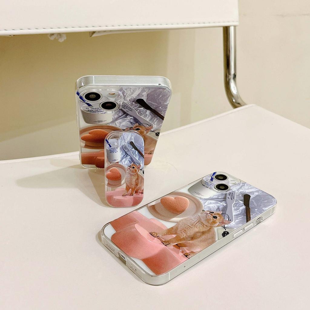 Ins Sweet Bread Love Soft Silicone Phone Case For Iphone X Xr Xsmax 11 12 13 Pro Max Mini 8 7 Plus Stand Holder Cute Cat Cartoon