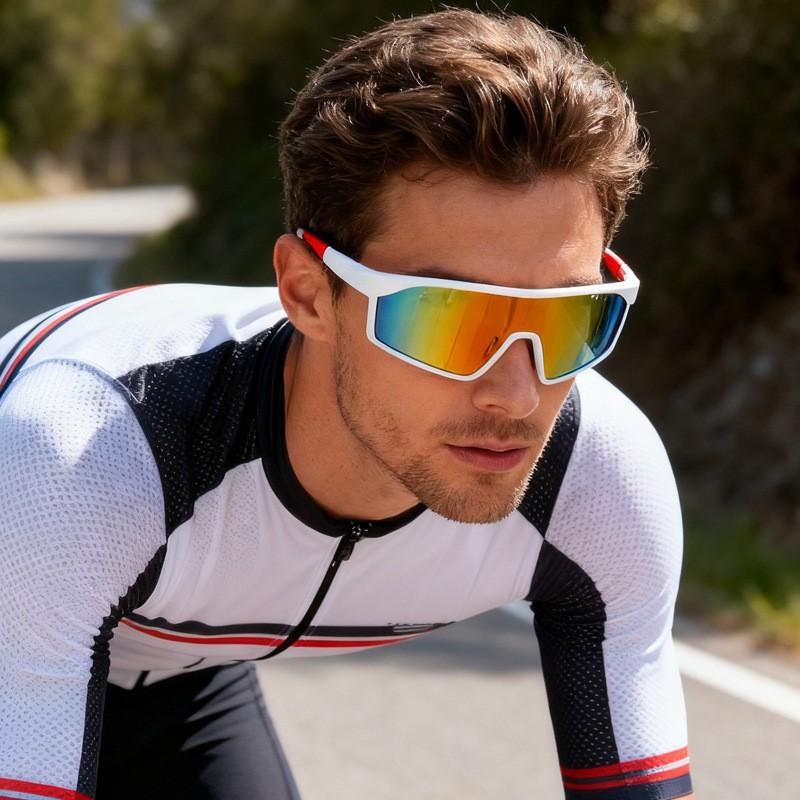 Y2K Style Polygonal Frame Sunglasses Cycling Hiking Outdoor Sports UV400 Protection Gradient Lens