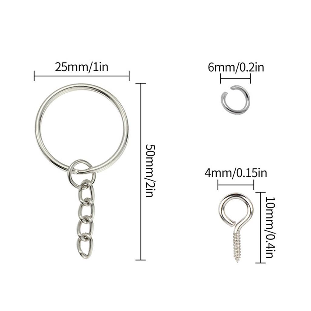 220 Pezzi Anelli Portachiavi Argento Oro Portachiavi Kit Maglie di Catena Anelli Salto Aperti Ganci a Vite Anelli Divisi Portachiavi all'Ingrosso