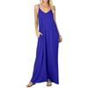 Women's Solid Color Loose Pocket Long Skirt Pure Color Loose Pockets Long Dress