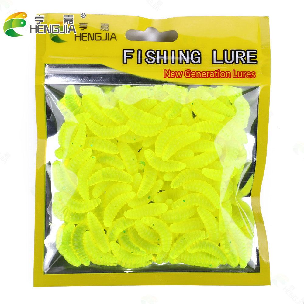 50 ks/krabice Svítící Silikonové Umělé Návnady na Červy LarvyMěkké Rybářské Lure Háčky Červí Zápach Svítící Návnady