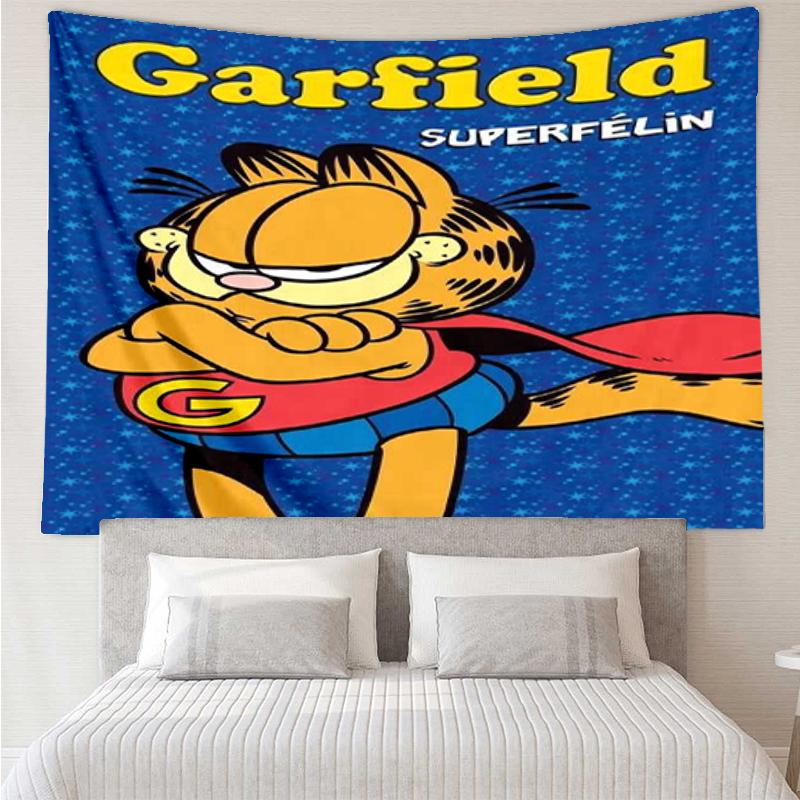 Garfield Print Tapestry, Backdrop, Easy Setup, Ideal for Bedroom, Office & Living Room, with Aesthetic Wall Hanging Decor.
