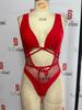 Green Mesh Patchwork Lace-Up One-Piece Swimsuit - Sexy Tight Bandage Style