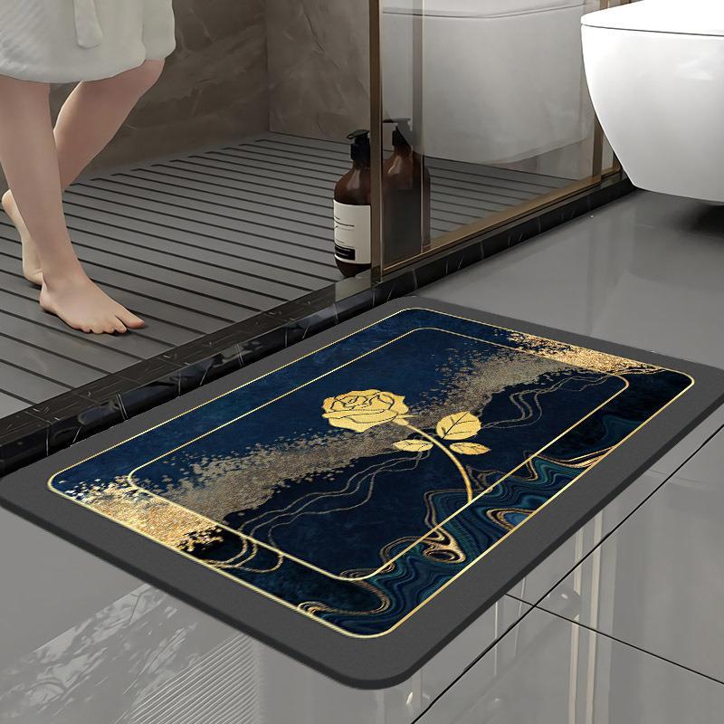 Light luxury style soft bathroom absorbent floor mat, quick drying anti fouling foot mat, washable bathroom