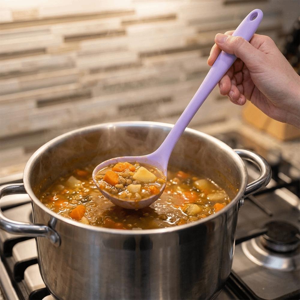 Soft Silicone Soup Ladle Non-scratch Pan Serving Scoop Cooking Scoop  Porridge Scooping