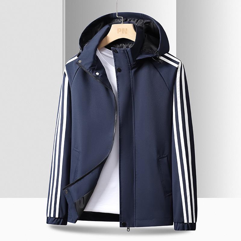 Men's Casual Three Stripe Hooded Jacket - Autumn/Winter