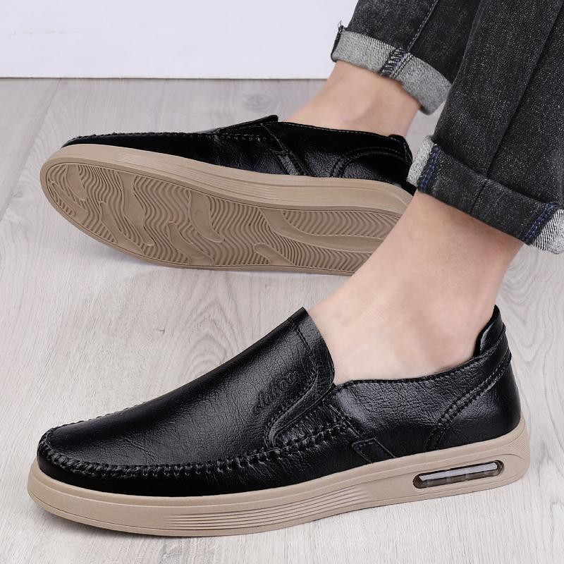 Fashion Brand New Handmade Leather Men Shoes Thick Soled Non-slip Fashion Sneaker Business Flats Casual Loafers Shoes Men Driving Shoes