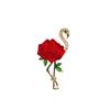 Exquisite Fashion Rose Flamingo Bird Brooches For Women Men Vintage Pins Versatile Shiny Corsage Clothing Accessories Gifts