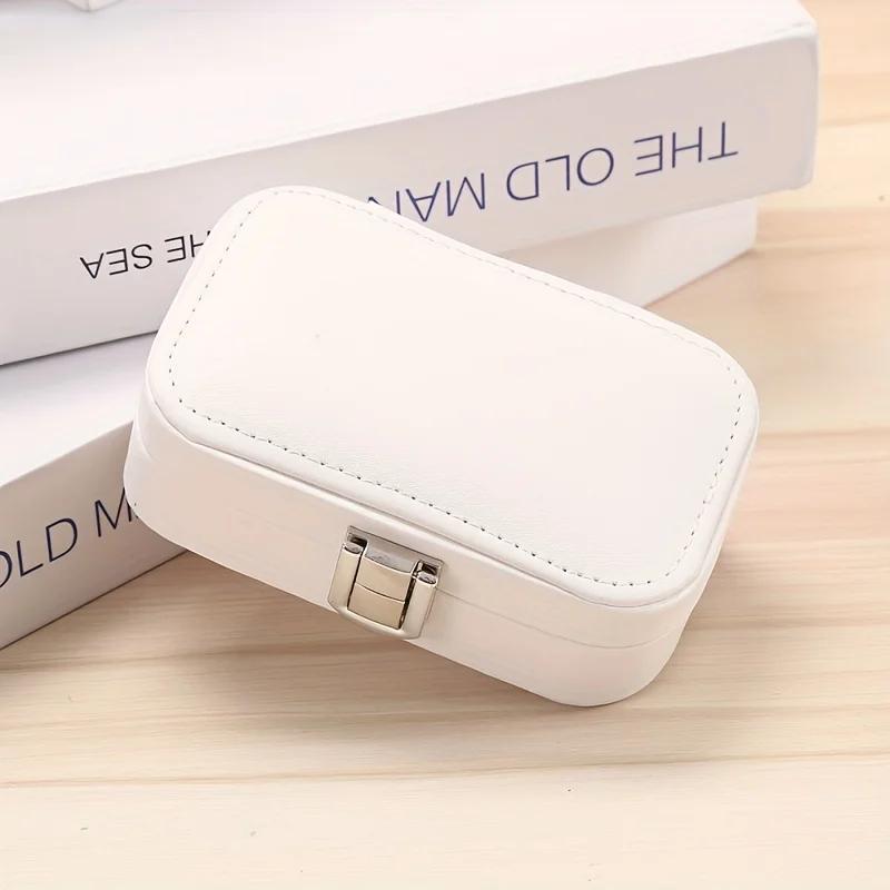 

1 шт. - Коробка для хранения серег-макарон, двухслойная, для ожерелий, серег, колец, ювелирных изделий, портативная, ювелирная шкатулка белый