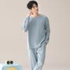 Pajamas men's spring and autumn pure cotton long-sleeved loungewear universal in all seasons, solid color, high-end sense, large size can 