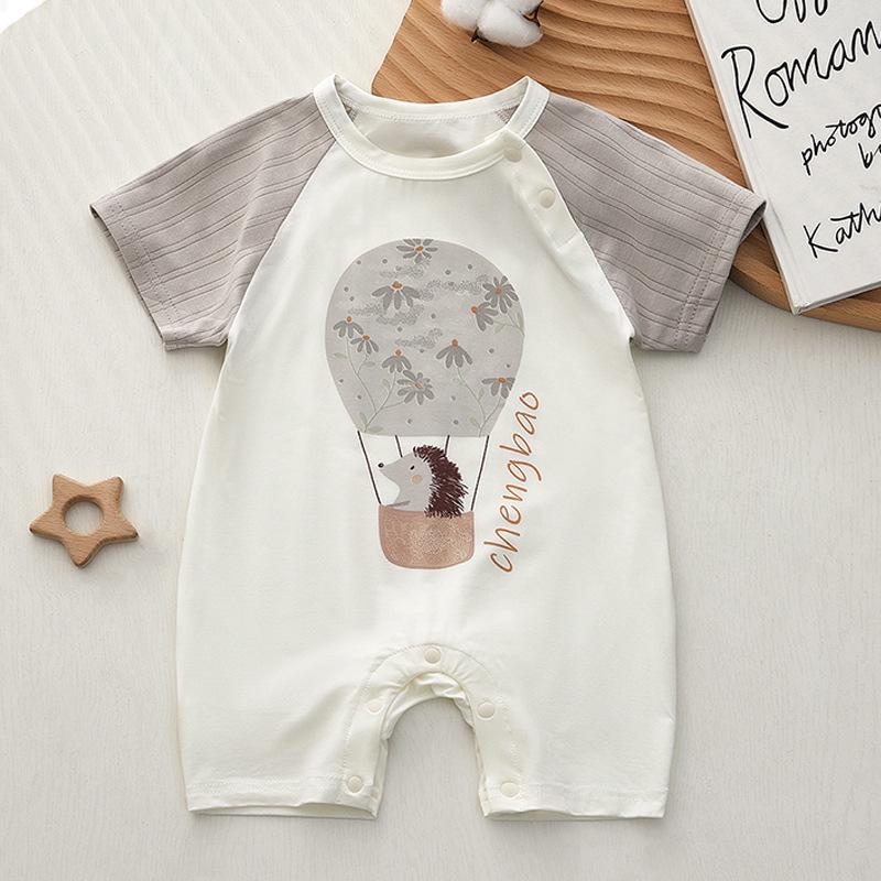 Bamboo Fiber Baby Summer Bodysuit Short Sleeve Jumpsuit Pajamas for Newborn Boys & Girls