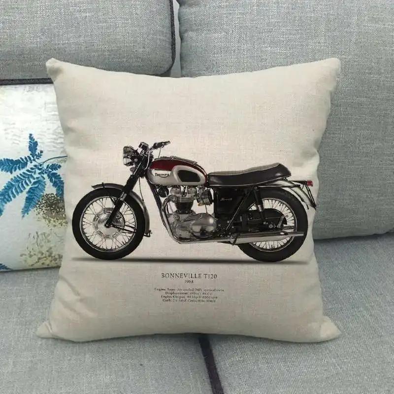 Decorative Cushion Cover For Chair Industrial Style Motorcycle Printed Pillowcase Home Decor Sofa Living Room Throw Pillow Cover