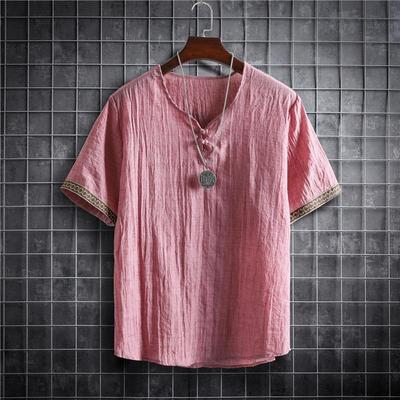 5XL Plus Size Sommar Herrskjortor Enfärgade Koreansk Mode Herr Kortärmad Hawaii Kortärmad Skjorta Lättviktskläder