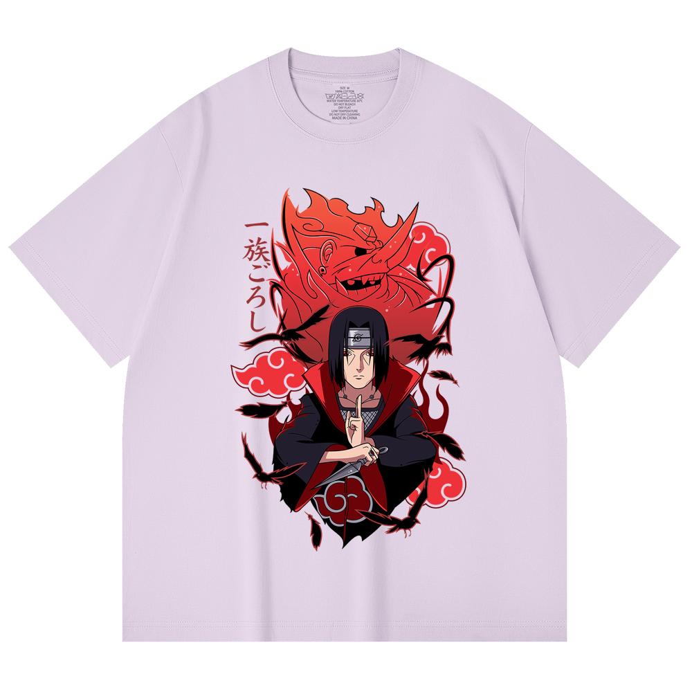 230 g/m² 100% bavlna Naruto V12 potisk Itachi Unisex těžké bavlněné tričko
