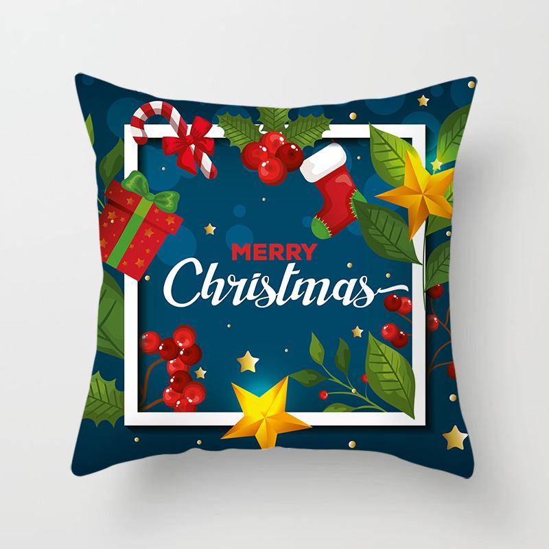 Merry Christmas Printed Pillowcase Christmas Style Cushion Cover Home Sofa Decor Throw Pillowcase