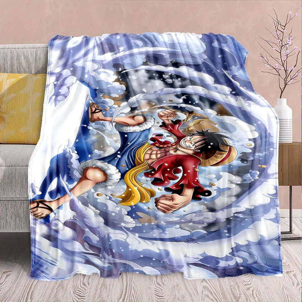 One Piece Anime Flannel Blanket - Soft Warm Perfect for Sofa, Bedding Camping Travel Office Home Decor -QJY