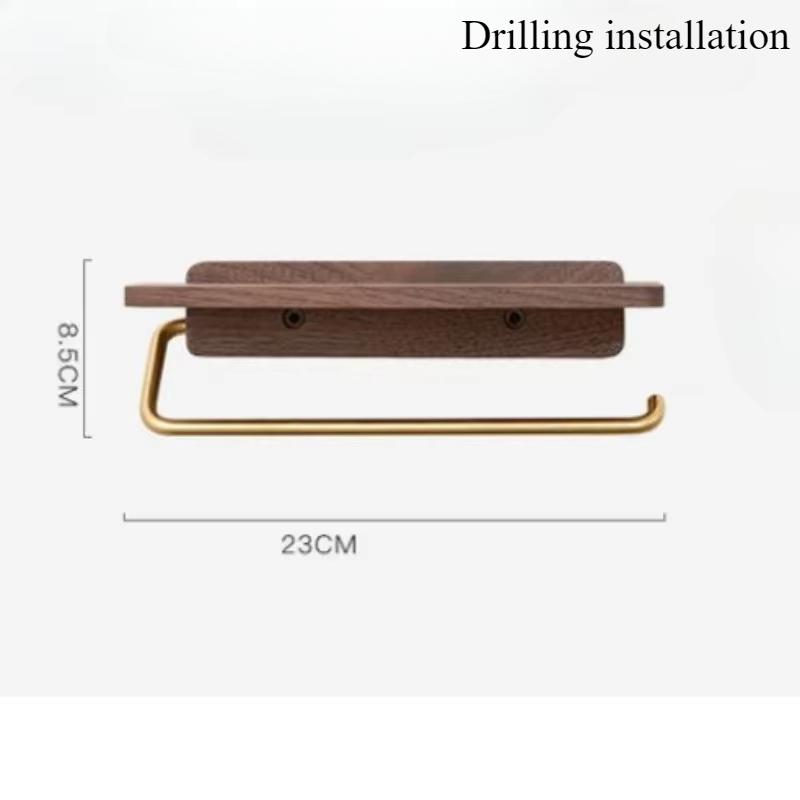 1 Pc Stainless Steel Black Walnut Tissue Holder Wall Mounted Tissue Holder Punching Installation Toilet Bathroom Accessories