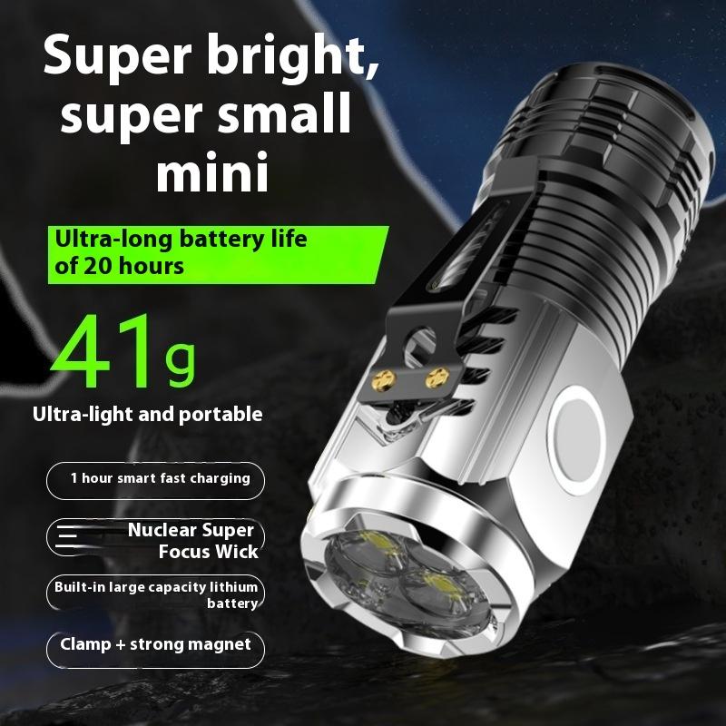 1 Set Plastic Three Eyed Mini Super Powerful Flashlights Rechargeable Torch Light Tactical Flashlights High Power Led Flashlight
