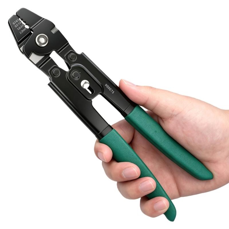 Ferrule Crimp Tool 4 Position Wire Rope Crimping Pliers Xtuosen with Cutter for Rope Repair and DIY Tasks Work