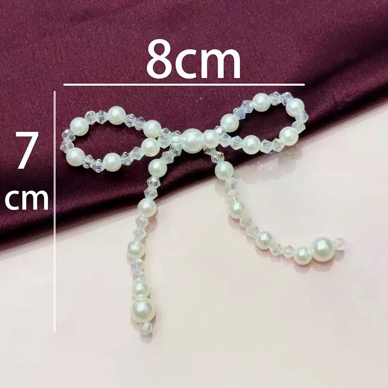 1Pcs Vintage Crystal Bow Woven Pearl Double-Layer Bow Accessories Diy Clothing Shoes Hats And Accessories