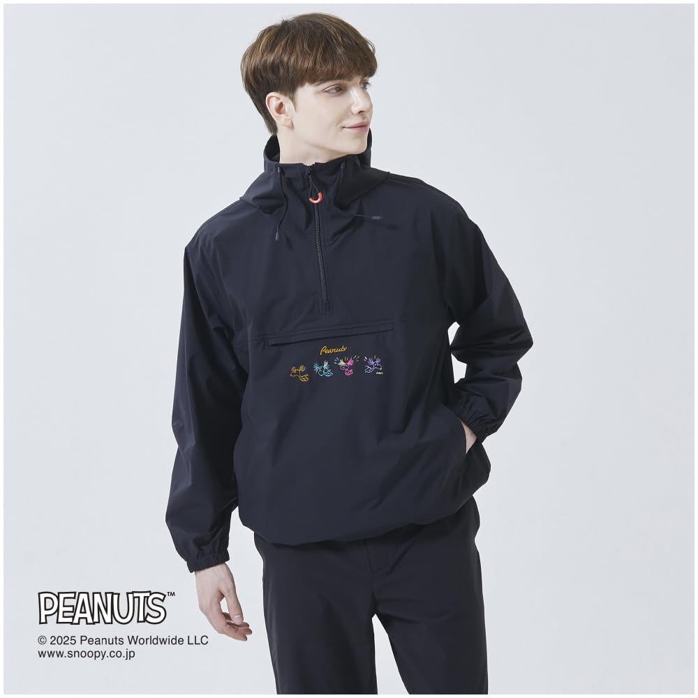Mizuno Peanuts Stretch Anorak Size M Water-Repellent Jacket, B2MECY20, Black,