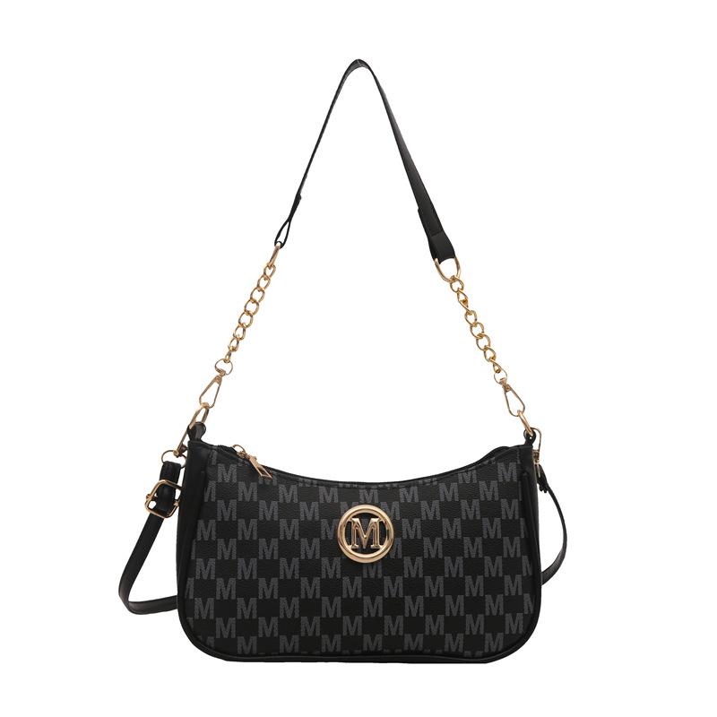 Geantă Retro Franceză pentru Femei 2024 cu Imprimeu cu Litere, Crossbody, Pătrată Mică, cu Lanț pentru Umăr