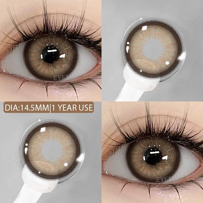 AMARA 1pair Colored Contact Lenses Natural Eye Lens Blue Eye Lenses Brown Lenses Gray Pupils Yearly Cosmetic Green Contacts
