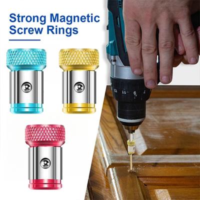 Magnetic Screw Ring Metal Bit Strong Magnetizer Ring Screw Magnetic Holders for 1/4 Inch/ 6.35 Mm Screwdriver Powerful Bits