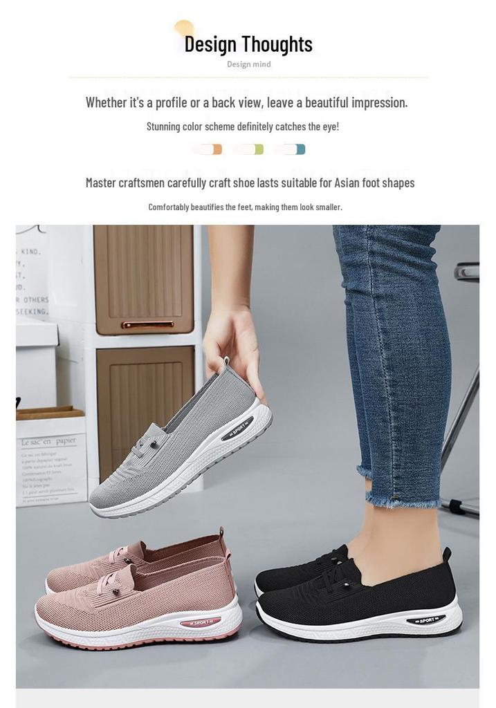 Plus Size Women's Flyknit Breathable Slip-On Canvas Casual Shoes