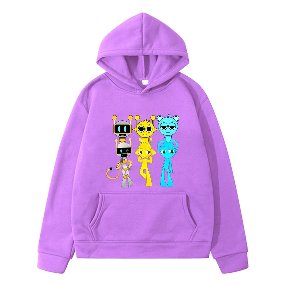 

Sprunki Kawaii толстовки Флисовая толстовка мальчики Пуловер y2k sudadera Sprunki Осенний принт аниме толстовка куртка детская одежда девочки 130 чёрный