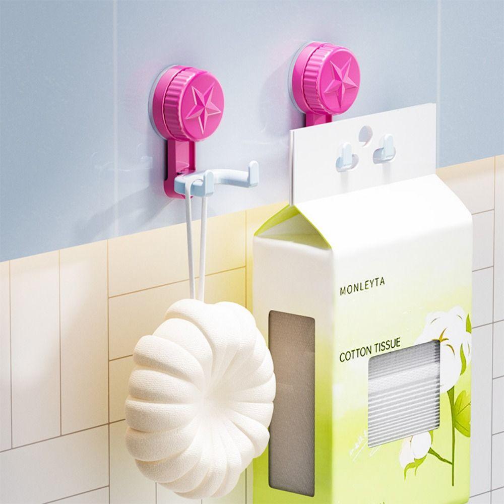2Pcs Double Hooks Dopamine Suction Cup Hooks Punch Free Towel/Coat Hooks  Key Holder