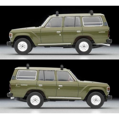 TOMYTEC Tomica Limited Vintage Neo 1/64 Scale LV-N279e Toyota Land Cruiser 60 Olive with Canoe and Figure, Finished Model (Product Number: 330882)