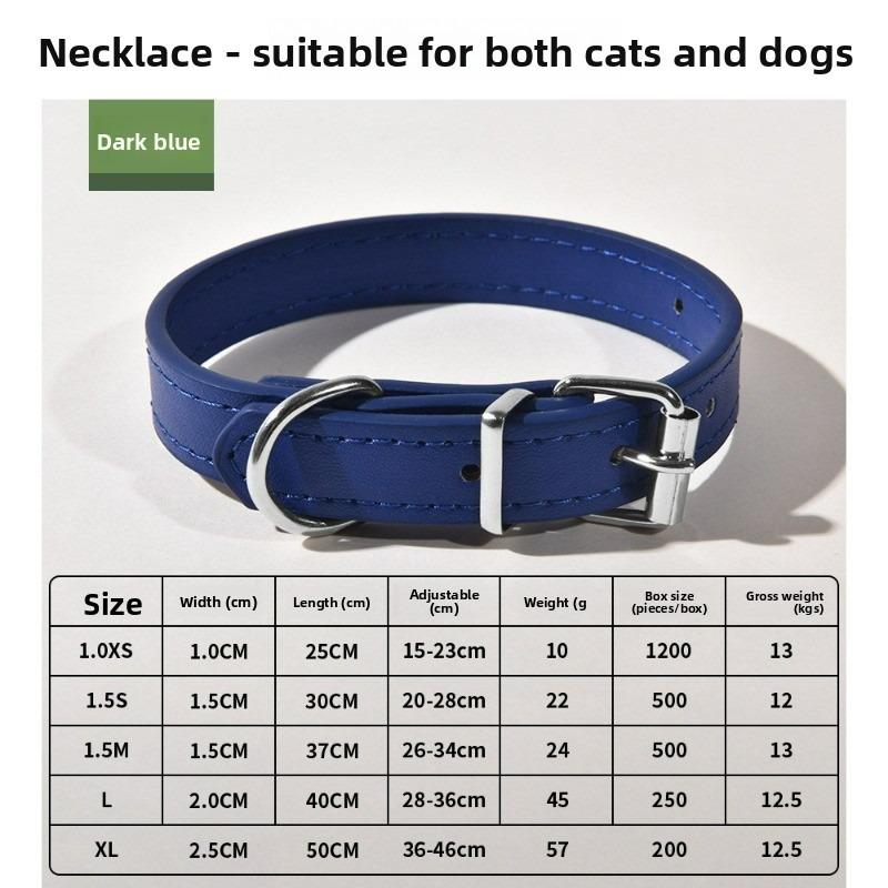 Pet Collar Large Dog Chain Waterproof and Wear-resistant Dog Cat Collar PU Leather Medium and Small Dog Bell Collar