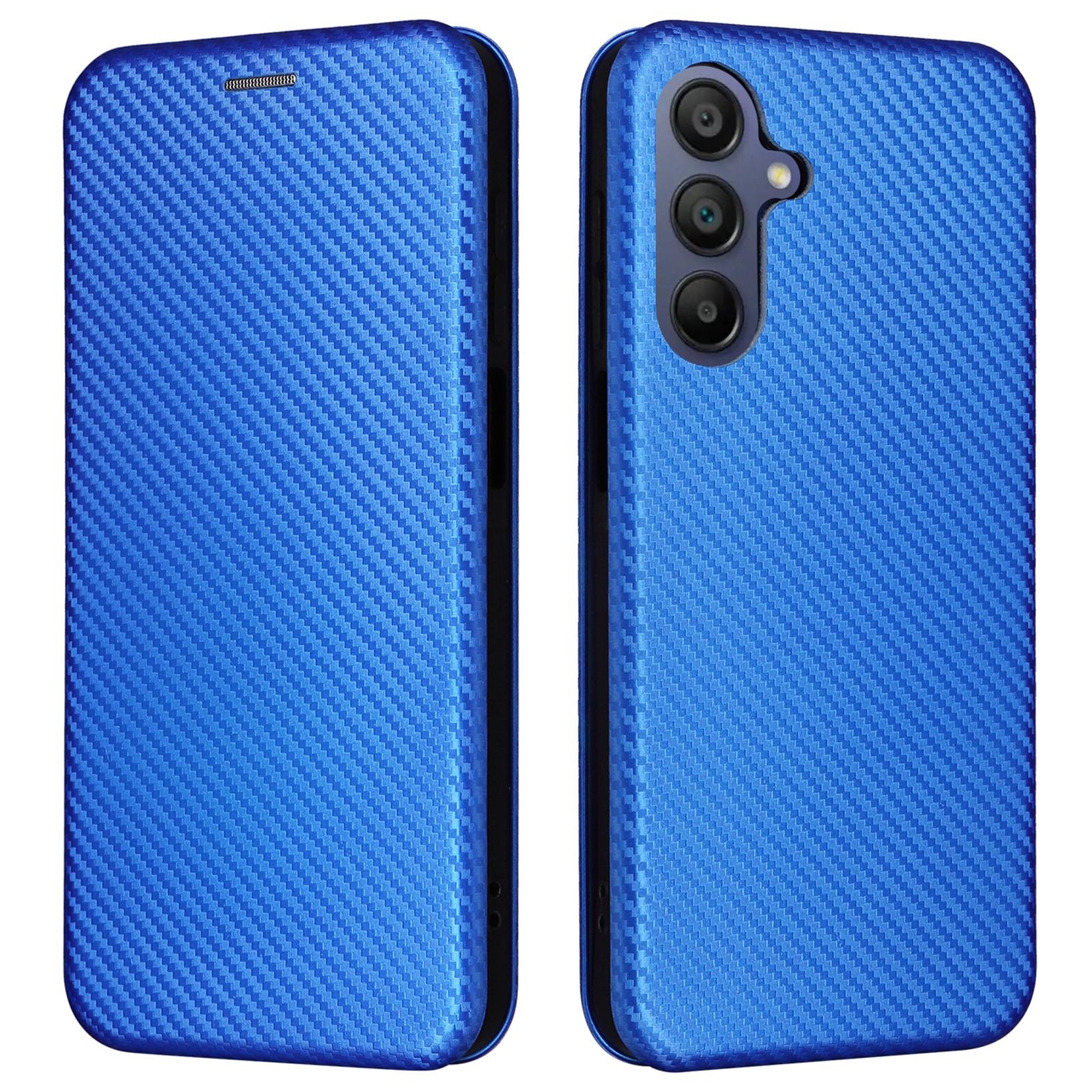 

For Samsung Galaxy A17 5G/A26 5G Case Carbon Fiber Texture Drop-Proof PU Leather Phone Cover Blue