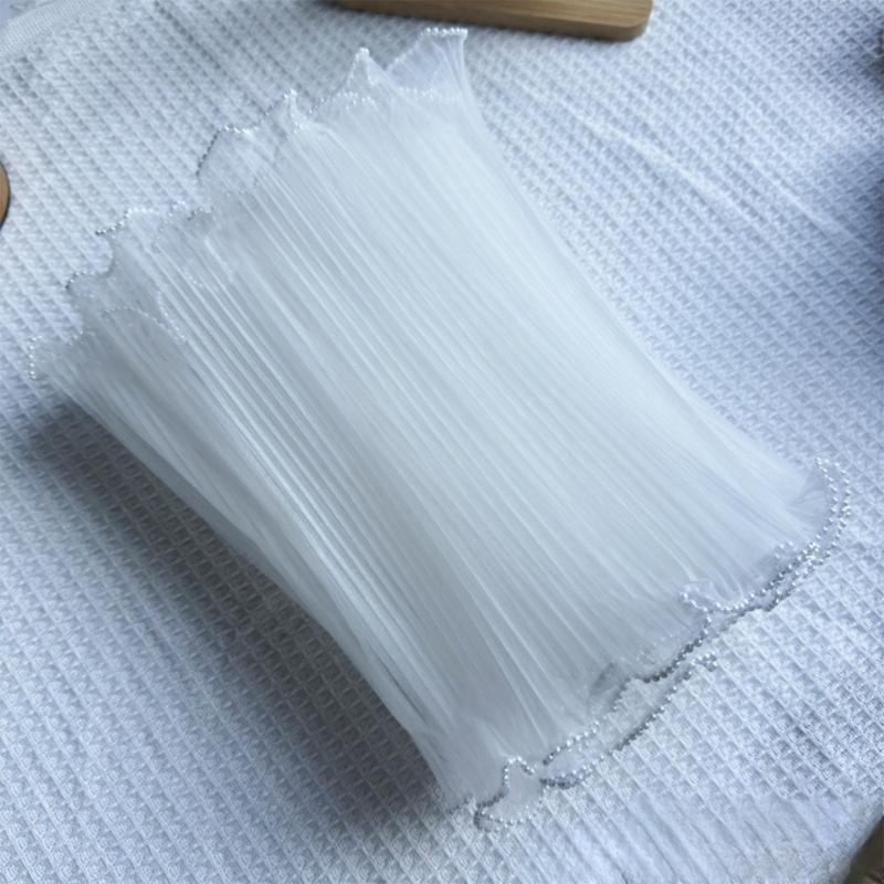 Translucent Pearls Edge Bouquets Wrap Softable Breathable Bouquets Wrap for Weddings and Special Occasion