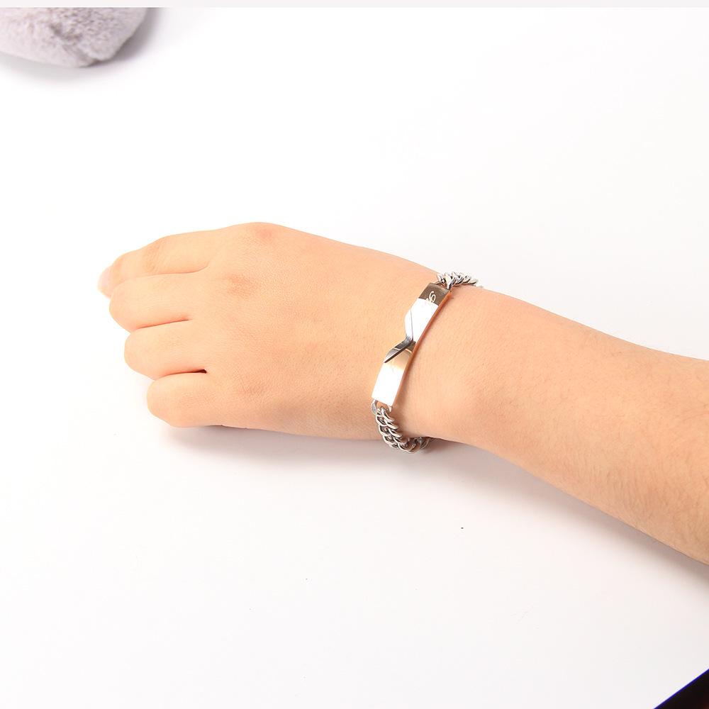5MM Titanium Steel Valentine's Couple Bracelet - Customizable with Laser Engraving