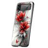 Cherry Blossoms Hard PC Phone Case For Samsung Galaxy Z Flip 5 4 3 Black Cover For Galaxy Z Flip 6 Foldable Shockproof Cases Bag