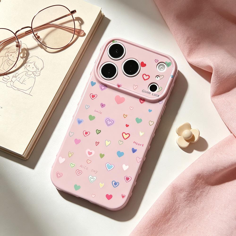 Ins Scattered Color Heart Suitable for Apple 16PM Creative iPhone17/16PRO Anti-drop New 15/17 Mobile Phone Case