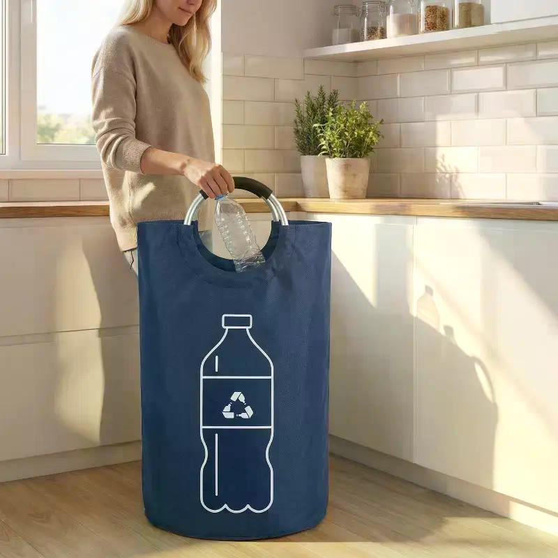 Large-capacity Beverage Bottle Storage Basket Waste Water Bottles Collection Bag Folding Recycling Bucket Dirty Laundry Baskets